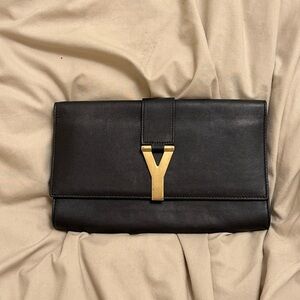 Saint Laurent Y Ligne Clutch – Classic Black Leather